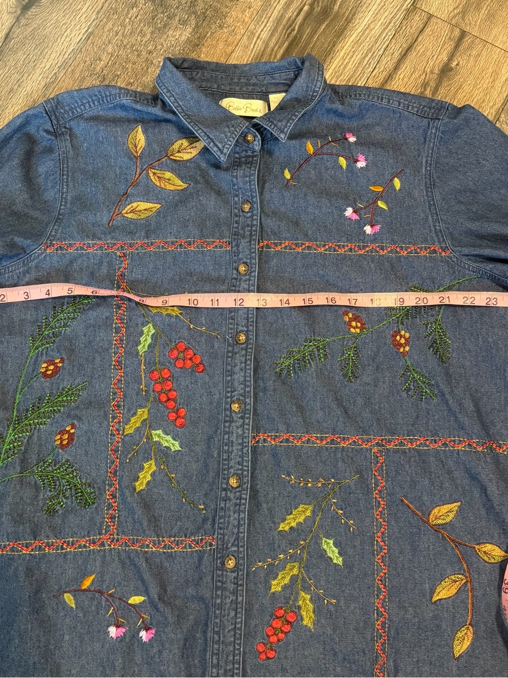 Vintage Bobbie Brooks Embroidered Denim Nature Theme Fall Long Sleeve Women XL - Picture 5 of 9